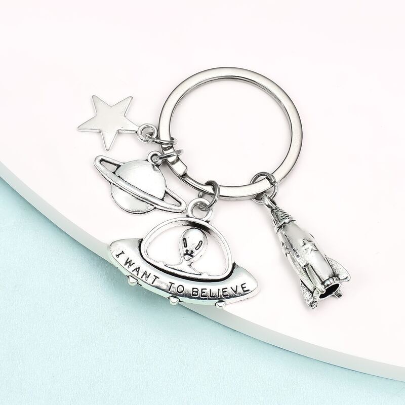 

Planet & Star Pendant Keychain, Silver