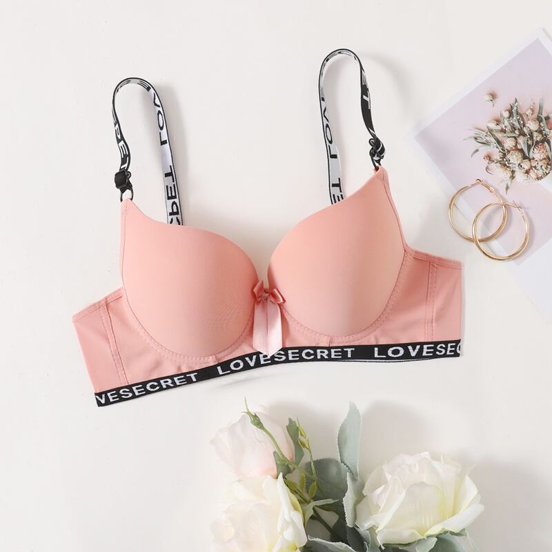 

Letter Tape Push Up Bra, Pink