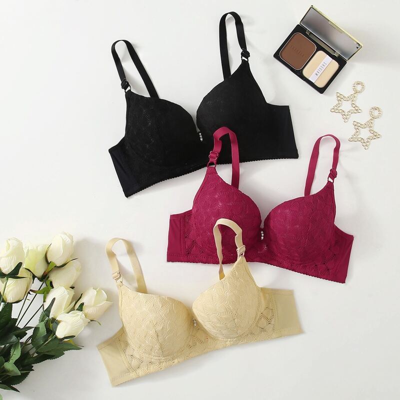

3pack Lace Push Up Bra Set, Multicolor