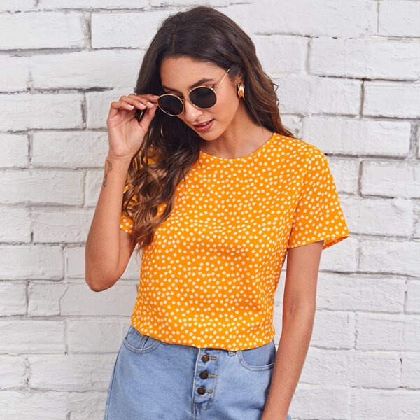 

Keyhole Back Ditsy Floral Top, Yellow