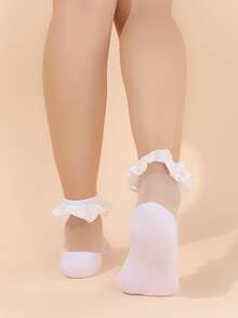 Sheer Mesh Ankle Socks - White - View 3