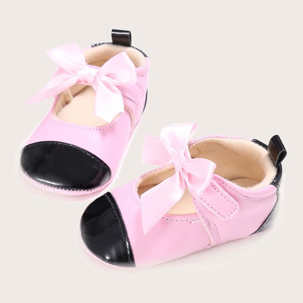 

Baby Girl Bow Decor Two Tone Flats, Pink
