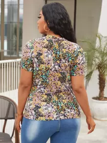 SHEIN Essnce Áo thun Plus size Họa tiết hoa Giải trí - Nhiều màu - Xem 2