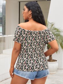 SHEIN Privé Áo thun Plus size Họa tiết hoa Giải trí - Nhiều màu - Xem 2