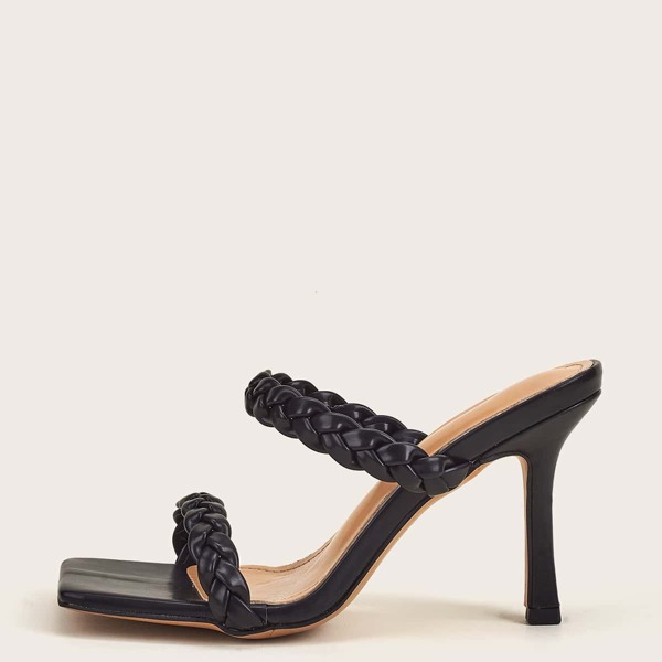 

Braided Design Mule Sandals, Black
