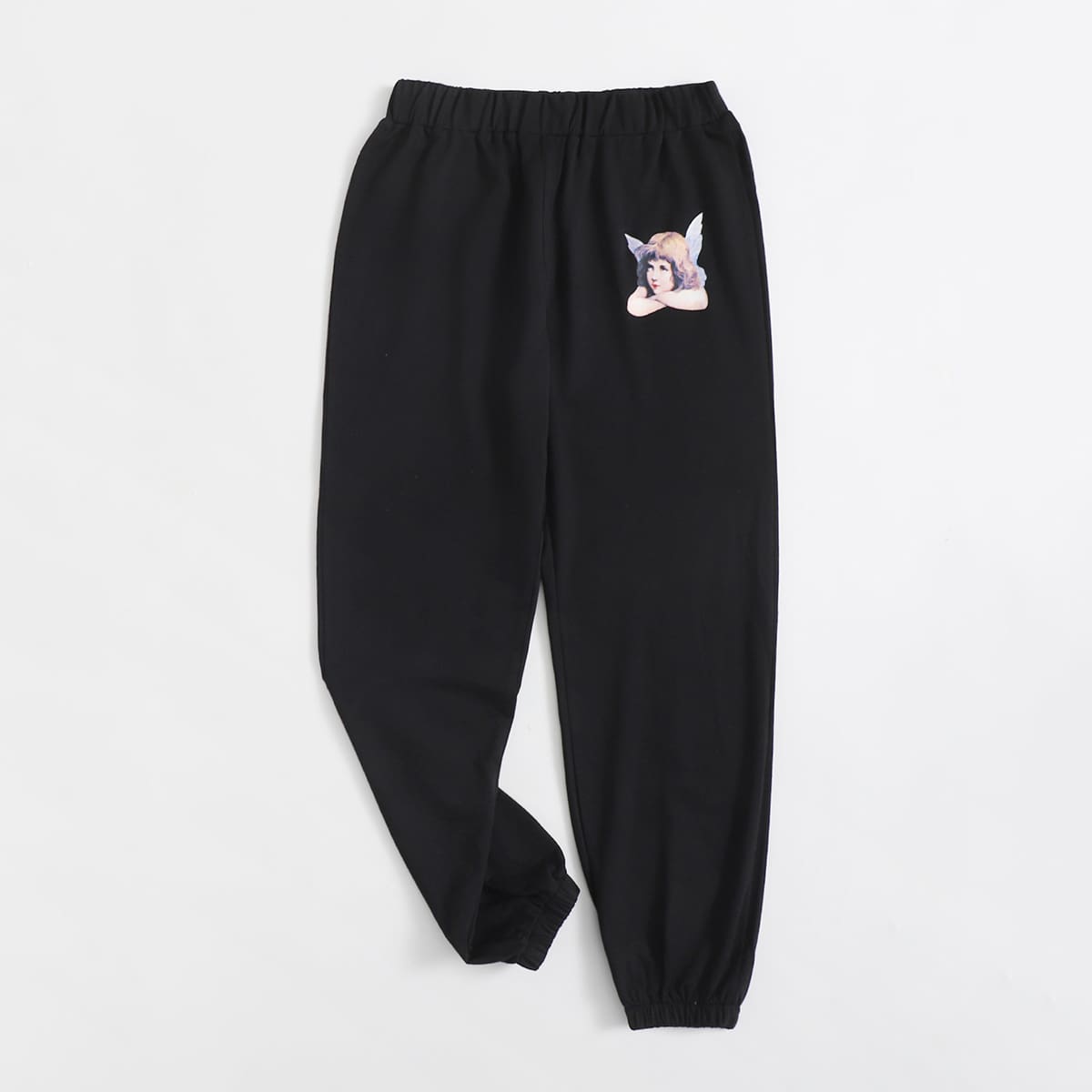 

Angel Print Sweatpants, Black