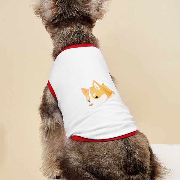 

Cartoon Graphic Pet Tank Top, White