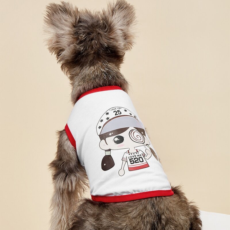 

Cartoon Girl Print Pet Tank Top, White