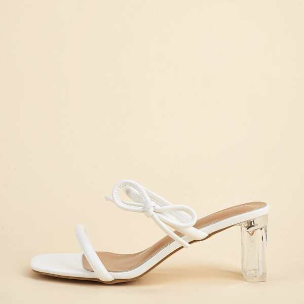 

Bow Decor Chunky Heeled Mules, White