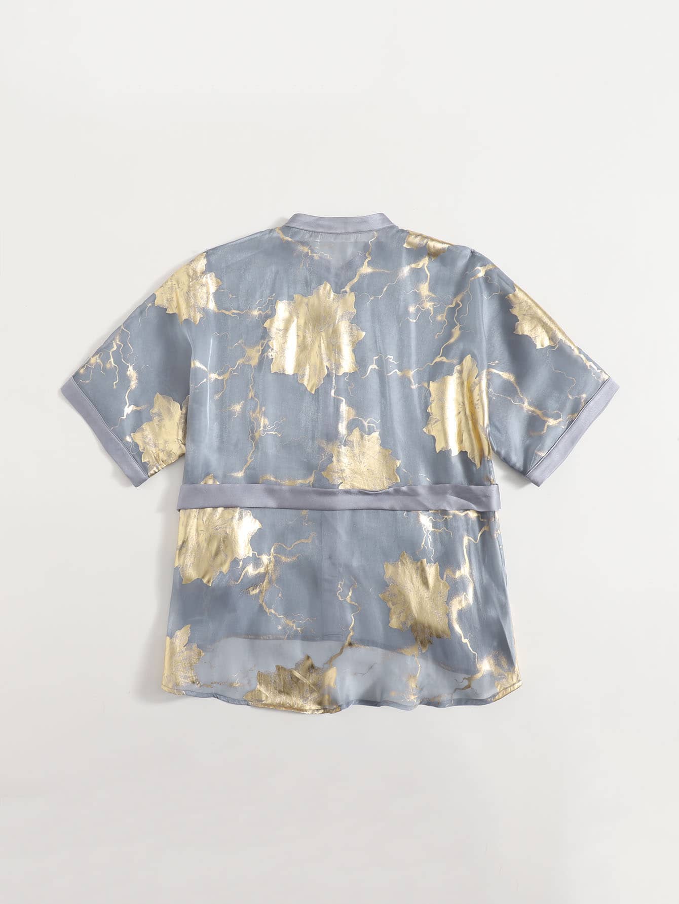 Glitter Organza Belted Blouse