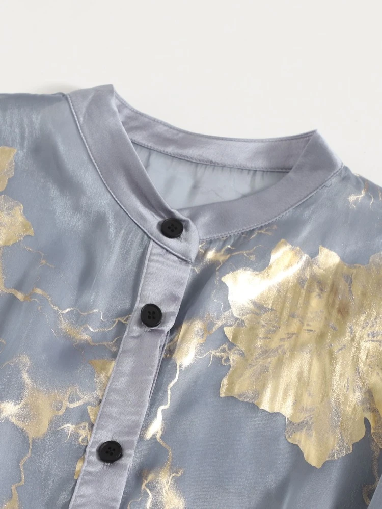 Glitter Organza Belted Blouse