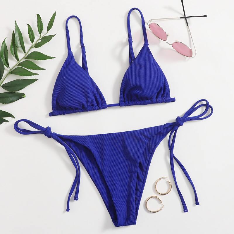 

Triangle Tie Side Bikini Swimsuit, Royal blue