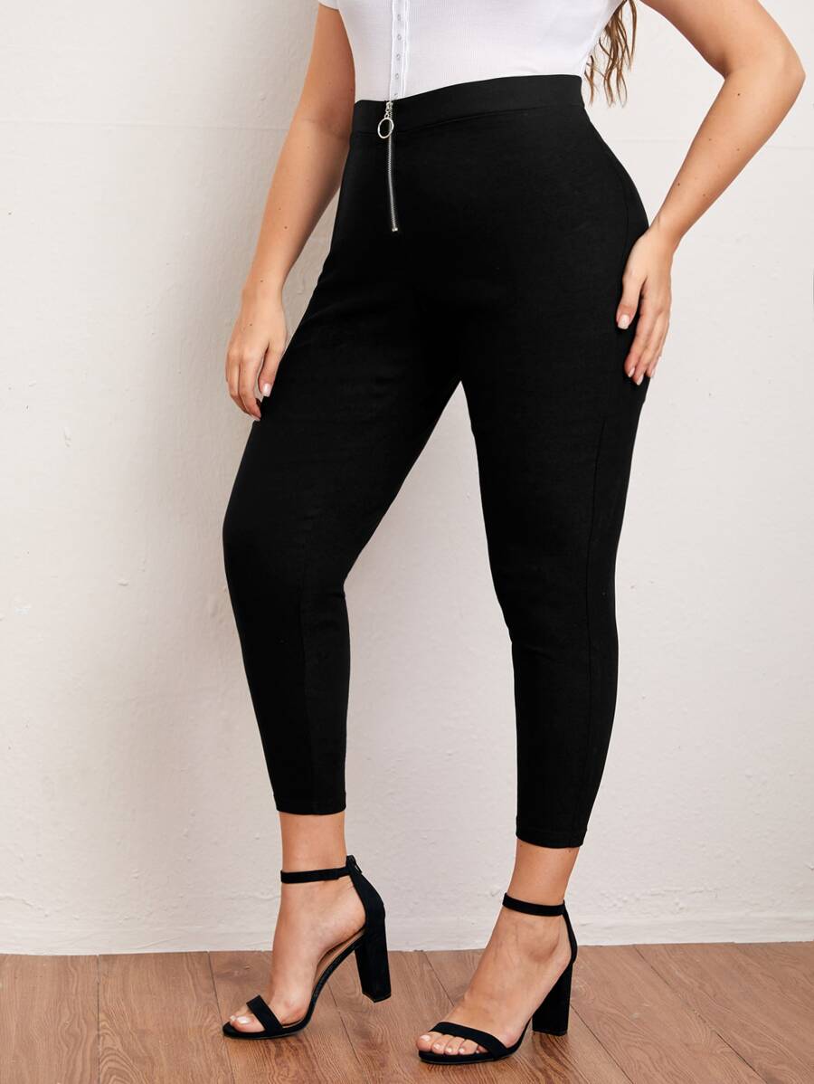 Leggings con cremallera con aro O - Negro - Ver 1