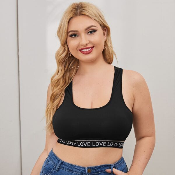 

Plus Letter Tape Bralette, Black