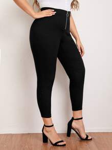 Leggings con cremallera con aro O - Negro - Ver 4