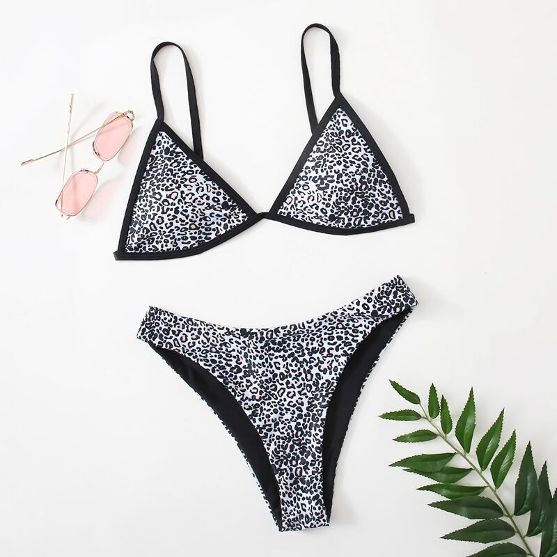 

Leopard Triangle Bikini Swimsuit, Multicolor