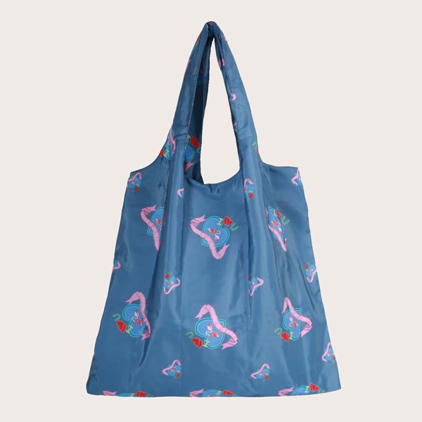 

Heart Print Foldable Shopper Bag, Blue