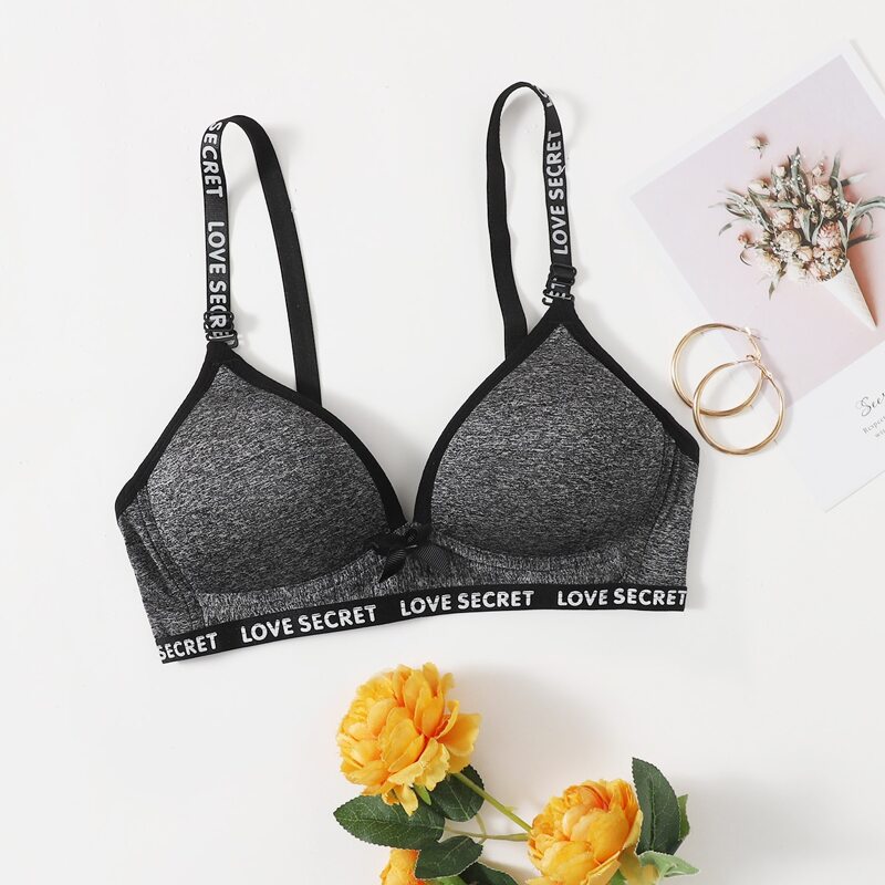 

Letter Tape Push Up Bra, Black