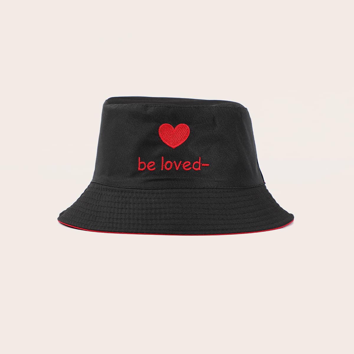 

Heart Reversible Bucket Hat, Black