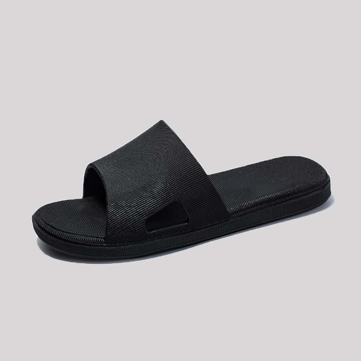 

Guys Minimalist Open Toe Slippers, Black