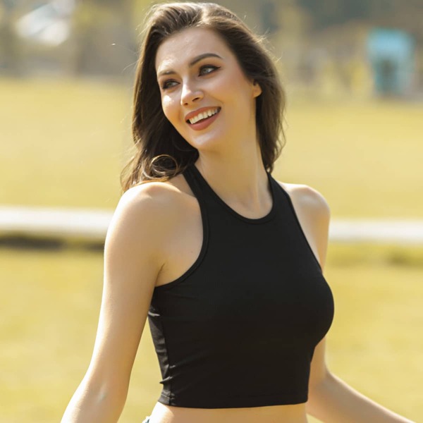 

Racer Back Crop Top, Black