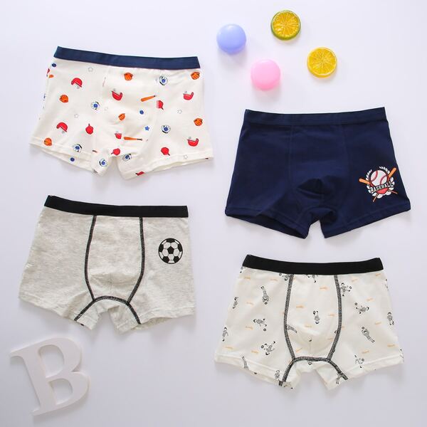 

Toddler Boys 4 Pack Ball Print Boxer Brief Set, Multicolor