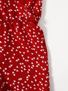 SHEIN Toddler Girls All Over Heart Print Surplice Front Cami Romper