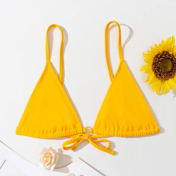 

Ring Linked Triangle Bikini Top, Yellow