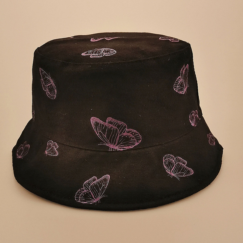 

Butterfly Print Bucket Hat, Black