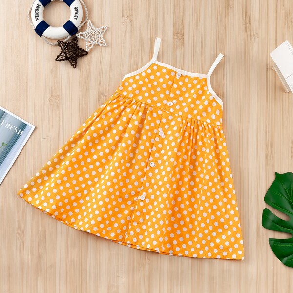 

Toddler Girls Polka Dot Cami Smock Dress, Yellow