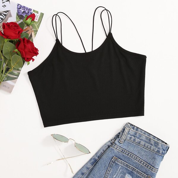 

Solid Slim Crop Cami Top, Black