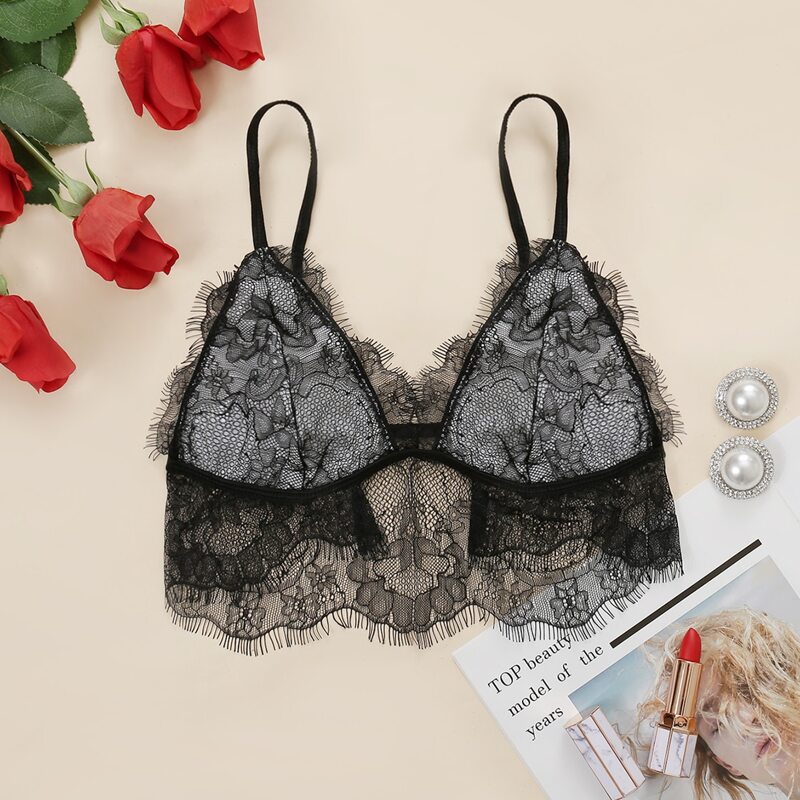 

Floral Lace Bralette, Black