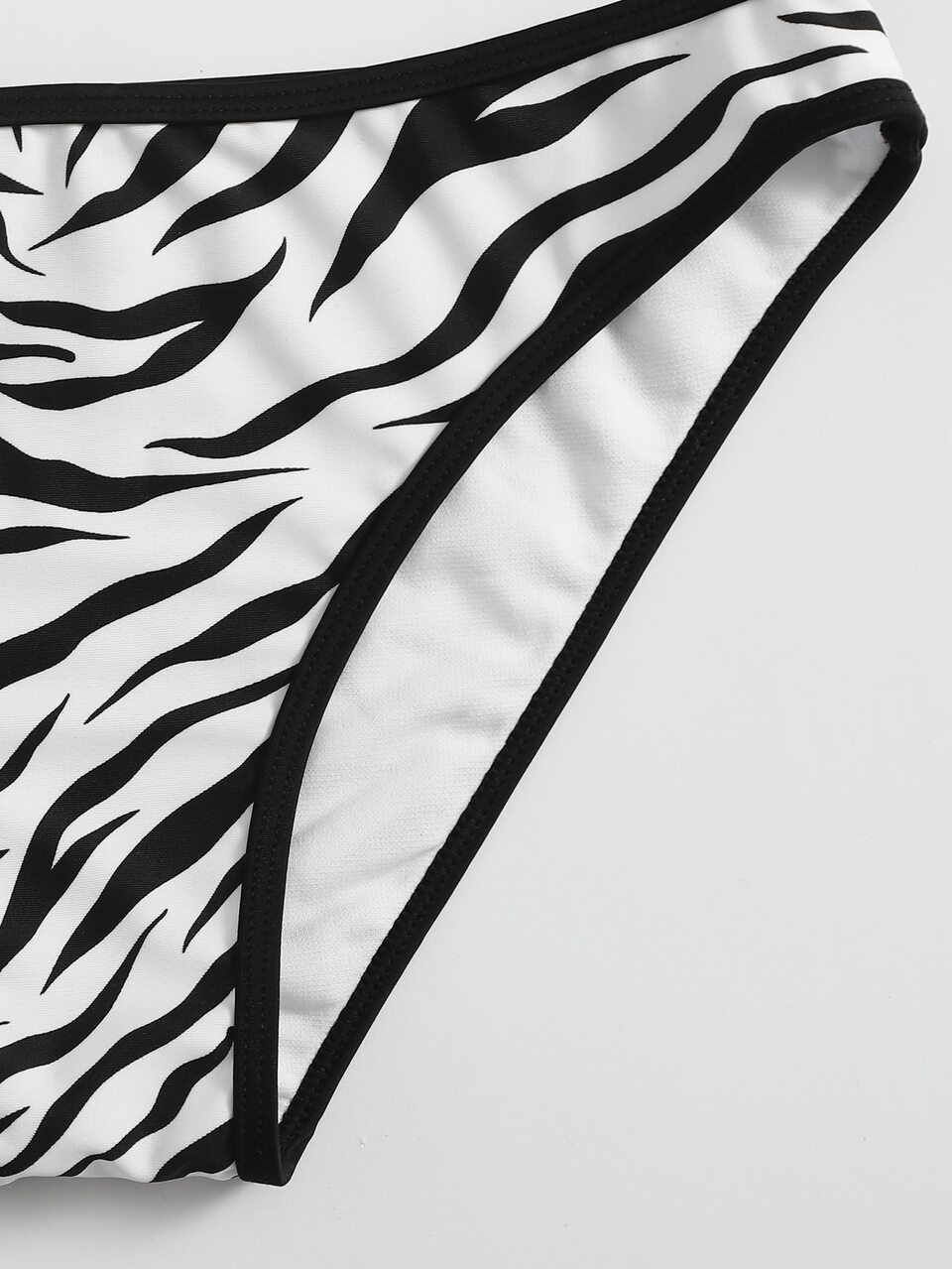 Zebra Stripe One Shoulder Bikini Set
