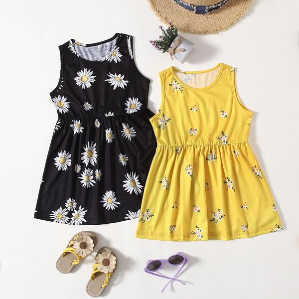 

Toddler Girls 2pcs Floral Print Dress, Multicolor