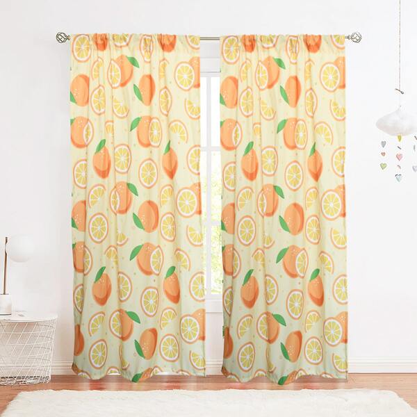 

Orange Print Single Panel Curtain, Multicolor