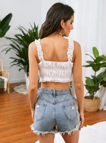 Top de tirantes con fruncido de lunares