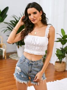 Top de tirantes con fruncido de lunares