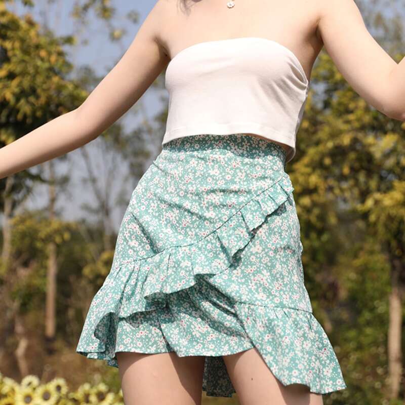 

Crop Tube Top & Ditsy Floral Wrap Skirt, Multicolor