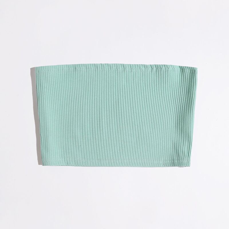 

Ribbed Crop Tube Top, Mint green