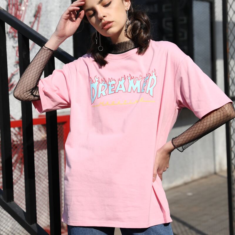 

Letter Graphic Oversized Tee, Pink