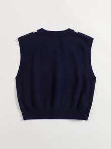 SHEIN Unity Argyle Pattern Sweater Vest - Multicolor - View 2