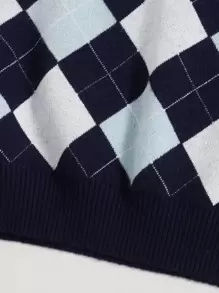 SHEIN Unity Argyle Pattern Sweater Vest - Multicolor - View 5