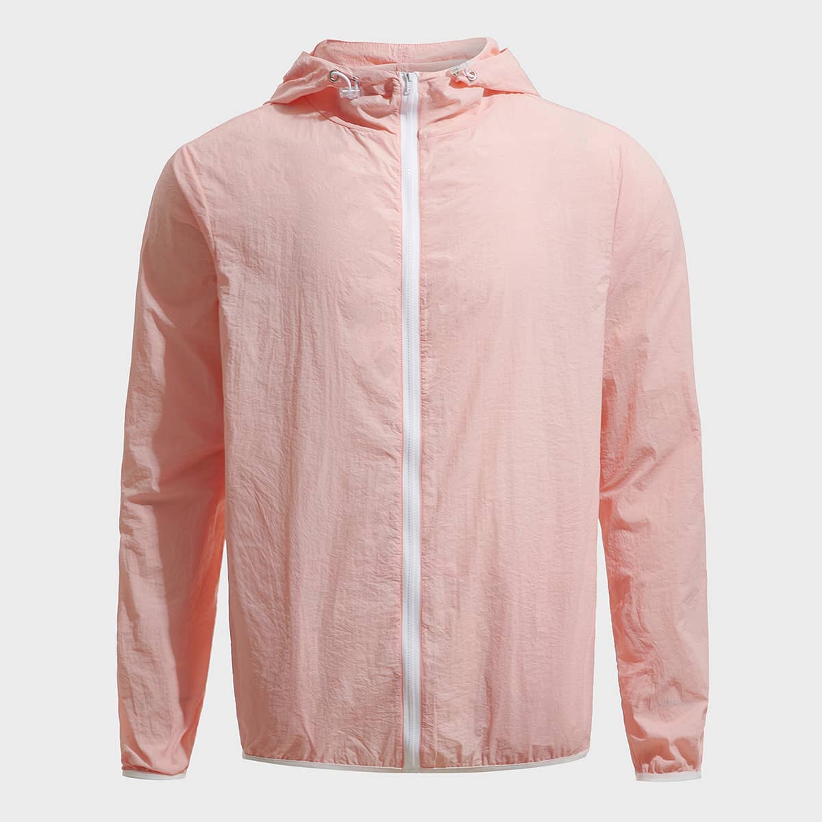 

Guys Zipper Front Sun-protective Jacket, Pastel baby pink