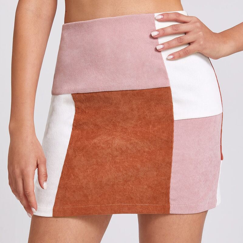 

Colorblock Cord Skirt, Multicolor