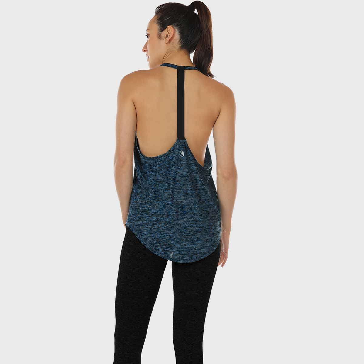 

Low Back Curved Hem Sports Halter Top, Blue