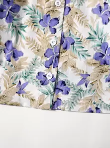 小女童花卉和植物圖案紐扣襯衫 - 彩色 - 查看 4