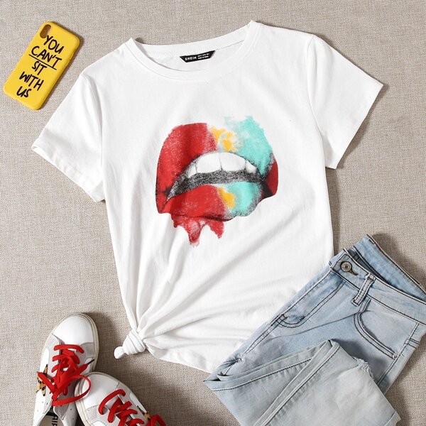 

Mouth Print Short Sleeve Tee, White