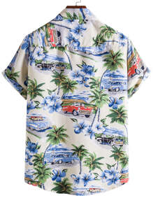 Manfinity Chillmode Áo sơ mi Nam Nút Nhiệt đới Kỳ nghỉ - Nhiều màu - Xem 2