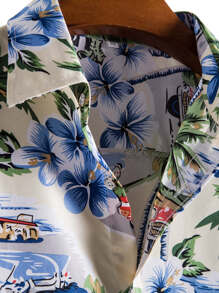 Manfinity Chillmode Áo sơ mi Nam Nút Nhiệt đới Kỳ nghỉ - Nhiều màu - Xem 4