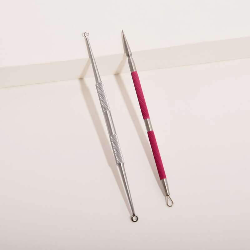 

2pcs Stainless Steel Acne Needle, Hot pink